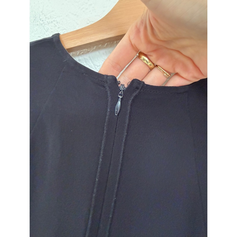 COS Black Short Sleeve Blouse Back Zip Crew Neck Minimalist Top Size 4 - Picture 6 of 6
